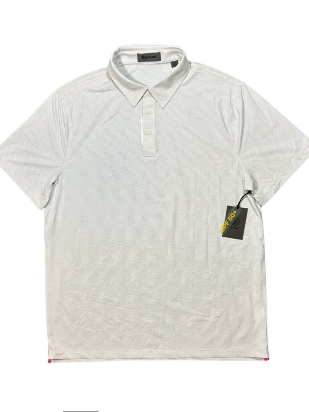 G/FORE Nimbus Gray Fine Stretch Jacquard Polo Geo Print Golf GMP000083 NWT XL